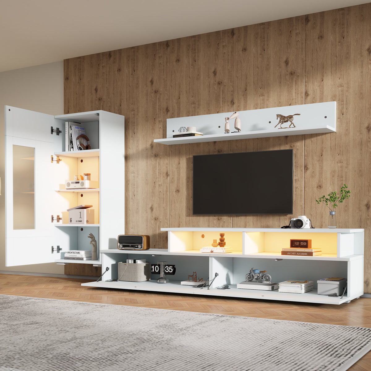 TV wall unit with LED lighting