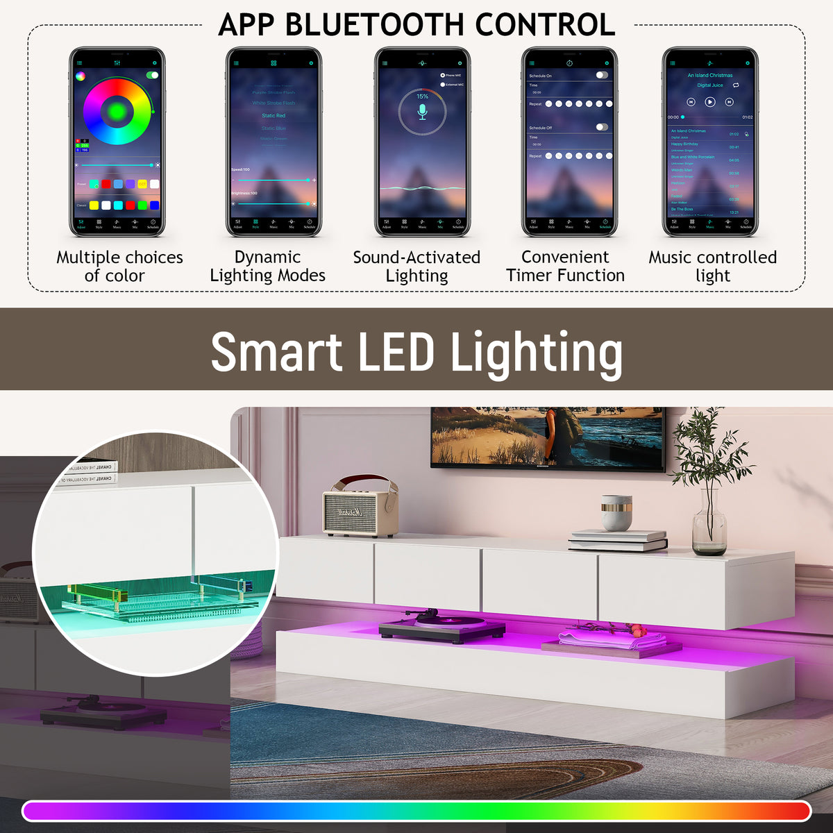 Wall-Mounted TV Cabinet with LED