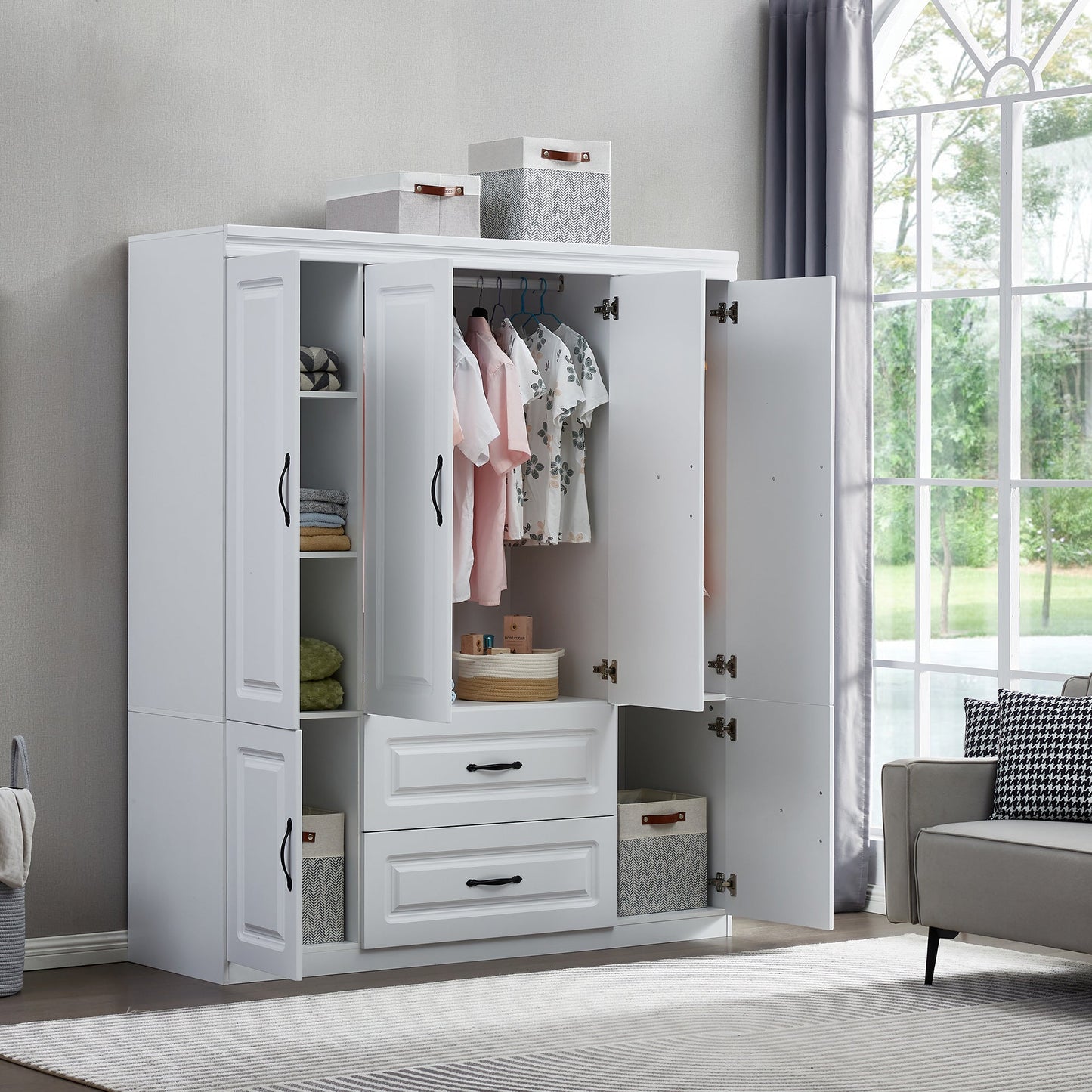 XL Solid Wood withe Bedroom Cabinet