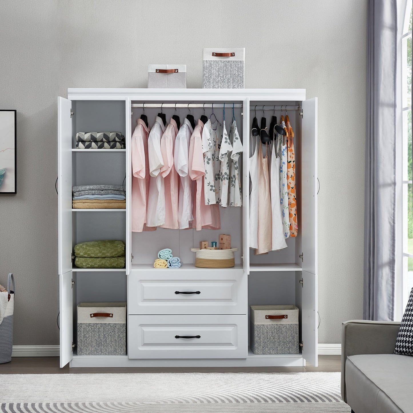 XL Solid Wood withe Bedroom Cabinet
