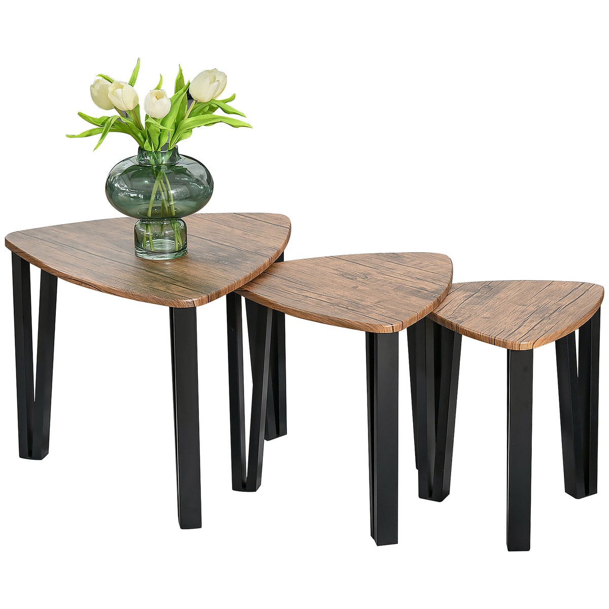 Triangle nesting coffee tables, set of 3