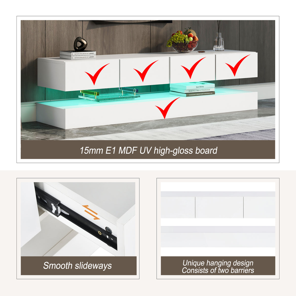Wall-Mounted TV Cabinet with LED 