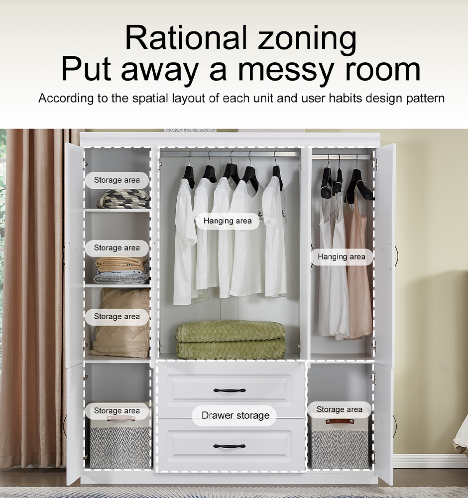 XL Solid Wood withe Bedroom Cabinet