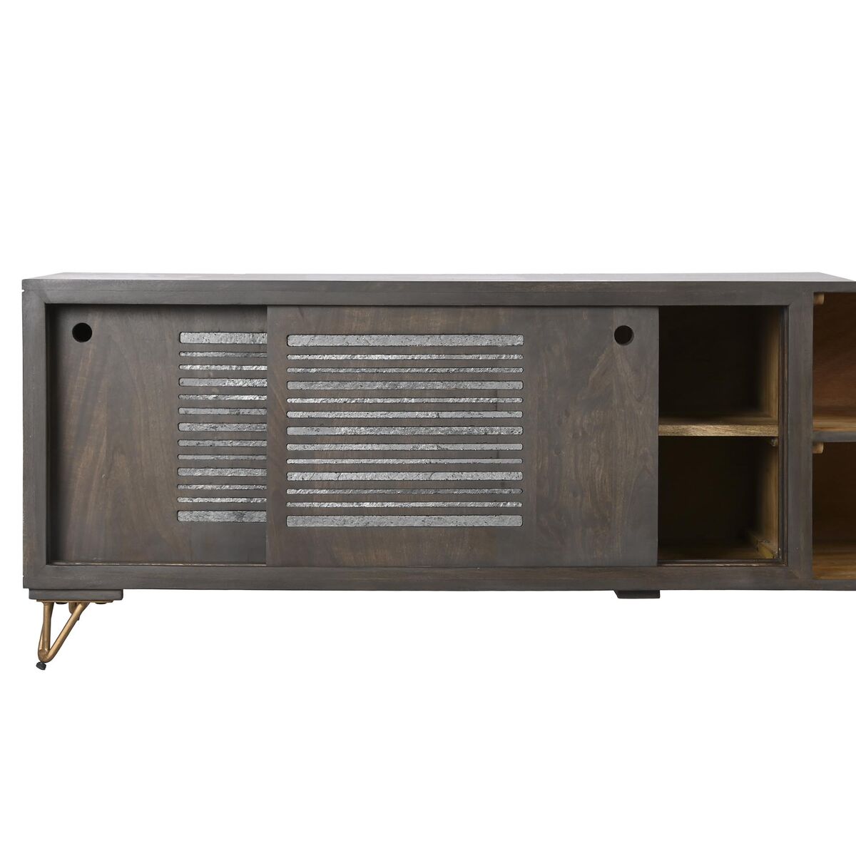 Brown Metal & Mango Wood TV Stand – 160 x 40 x 50 cm