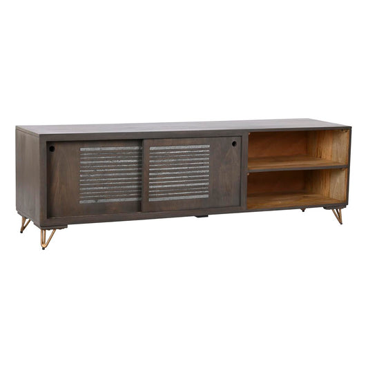 TV-Möbel aus braunem Metall & Mangoholz – 160 x 40 x 50 cm