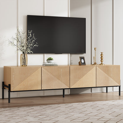 Modern TV cabinet with 4 doors, close-up of the 3D texture