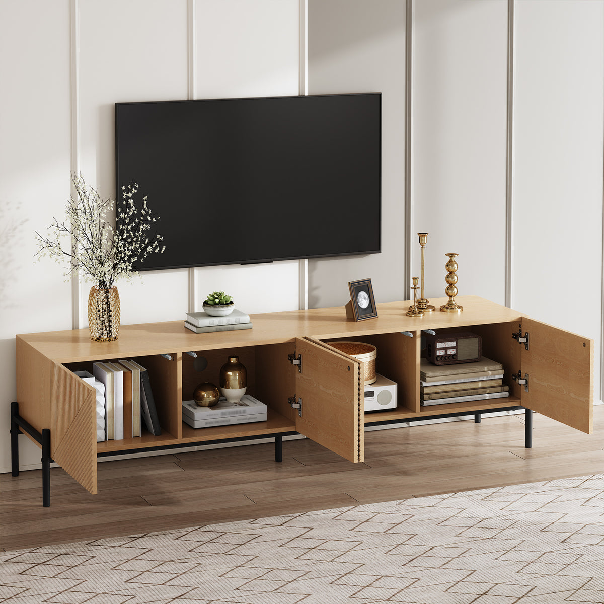 Modern TV cabinet with 4 doors, detail