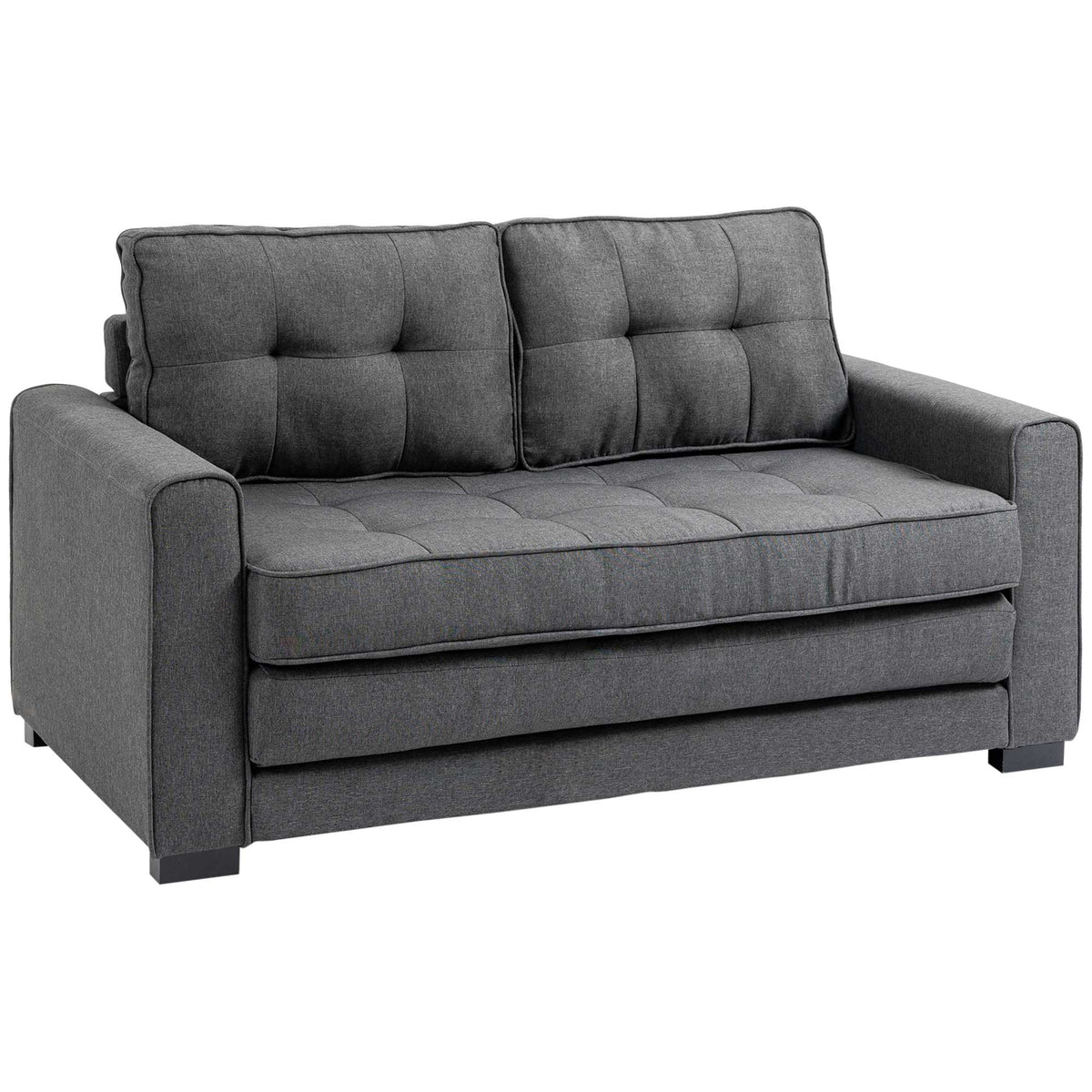Canapé Convertible 2 Places Gris Capitonné – Confort Contemporain