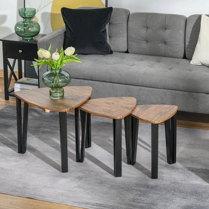 Triangle nesting coffee tables, set of 3, detail