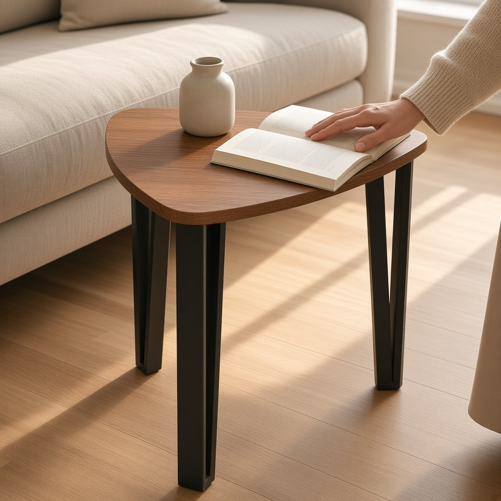 Triangle Nesting Coffee Tables, Set of 3, Walnut Look