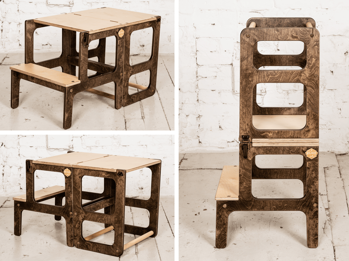 2-in-1 Brown Kitchen Helper & Learning Tower