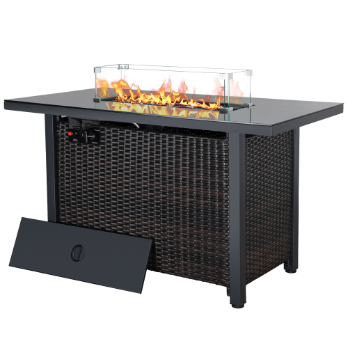 Rattan Propan-Feuerstelle mit Deckel für draußen