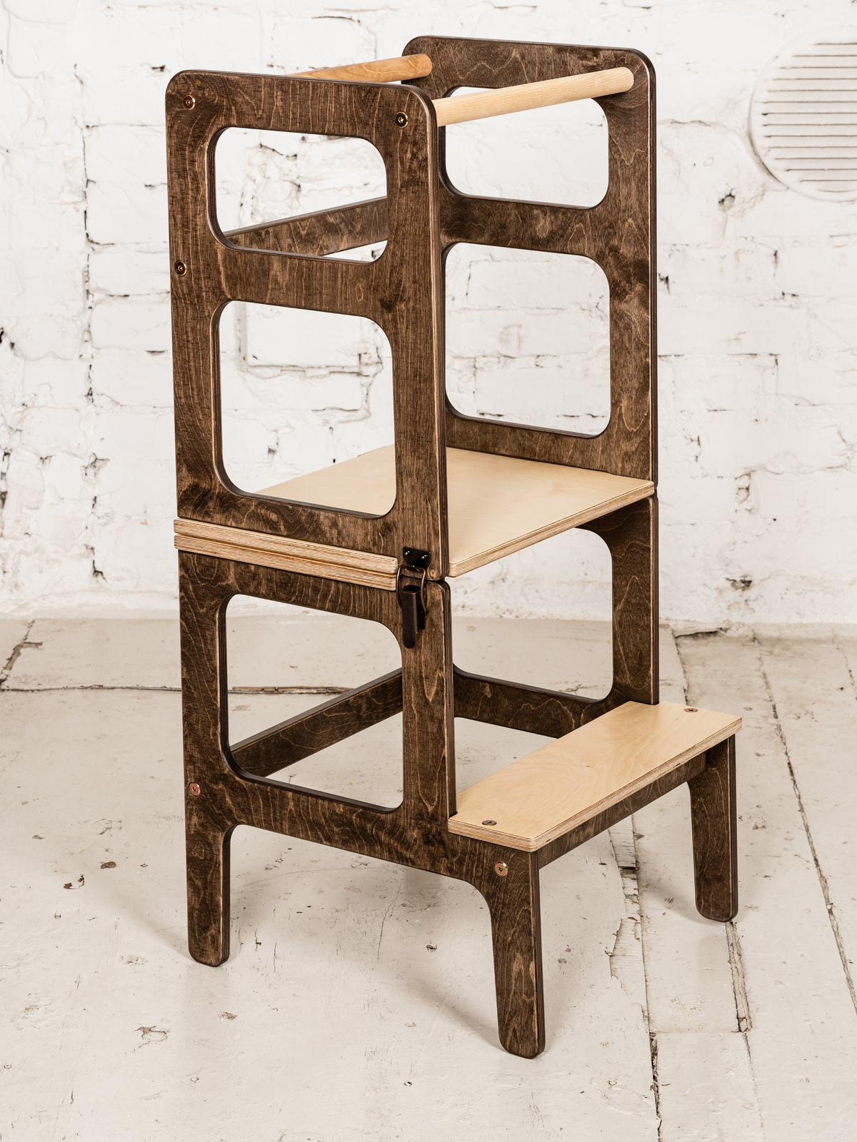2-in-1 Brown Kitchen Helper & Learning Tower