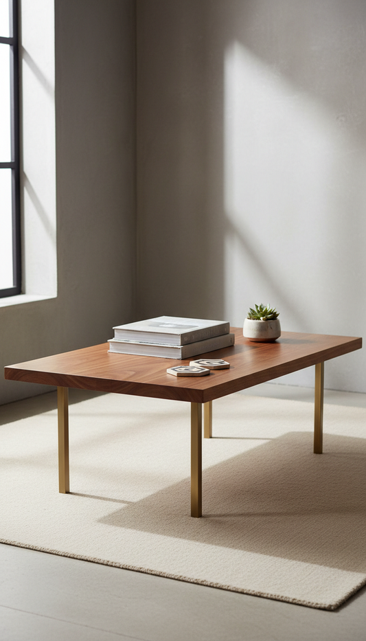 Contemporary Wood and Metal Coffee Table