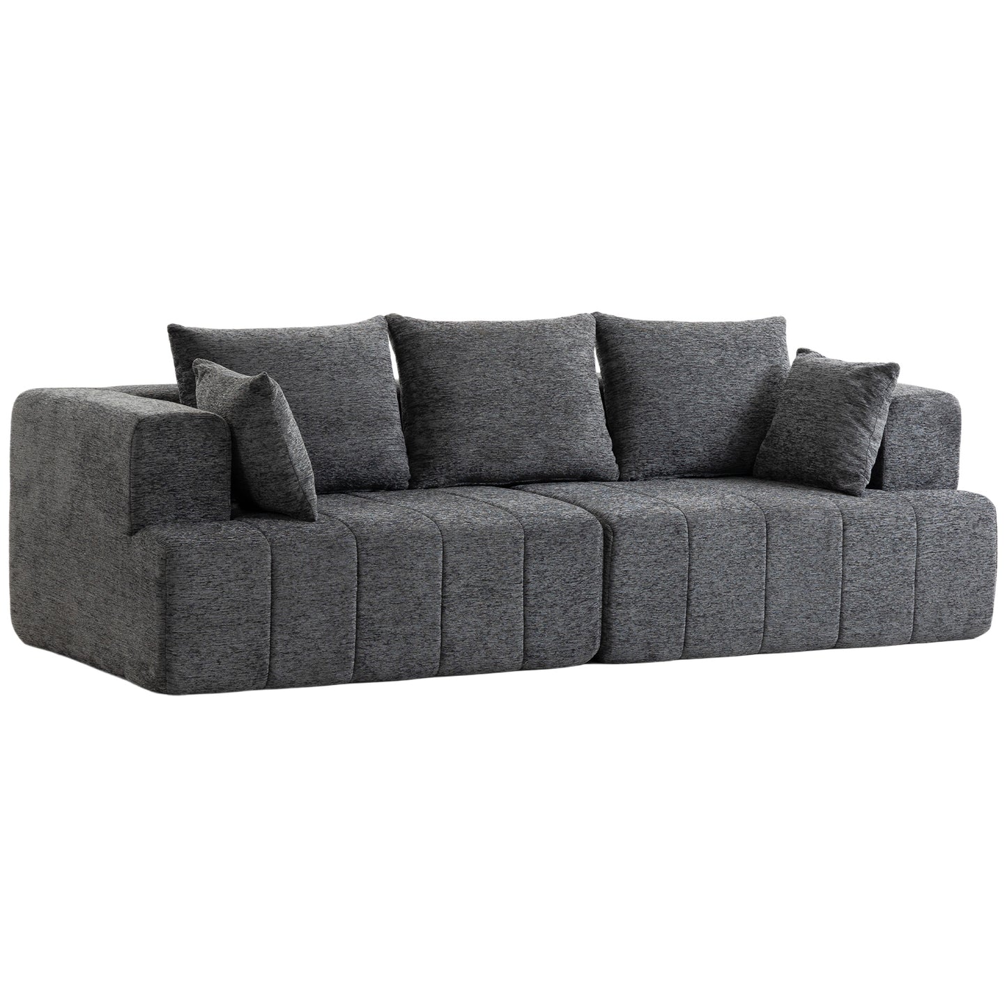 3-Seater Chenille Sofa 248cm – Modern, Wide Cushioned Seat, Spring Cushions, Grey