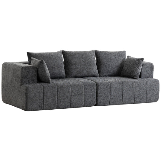 3-Sitzer Chenille-Sofa 248 cm – Modern, breite Polstersitze, Federkernkissen, Grau
