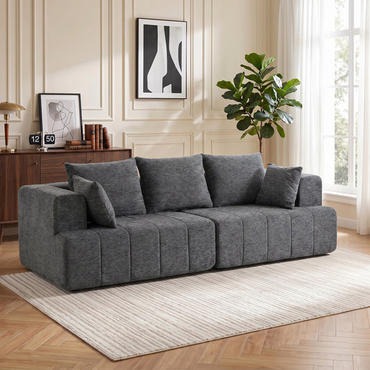 3-Sitzer Chenille-Sofa 248 cm – Modern, breite Polstersitze, Federkernkissen, Grau